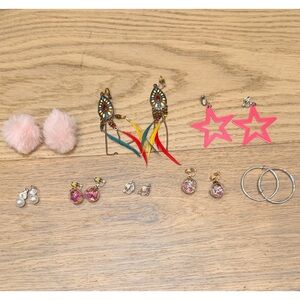 Colorful Kids clip on Earrings Set of 8